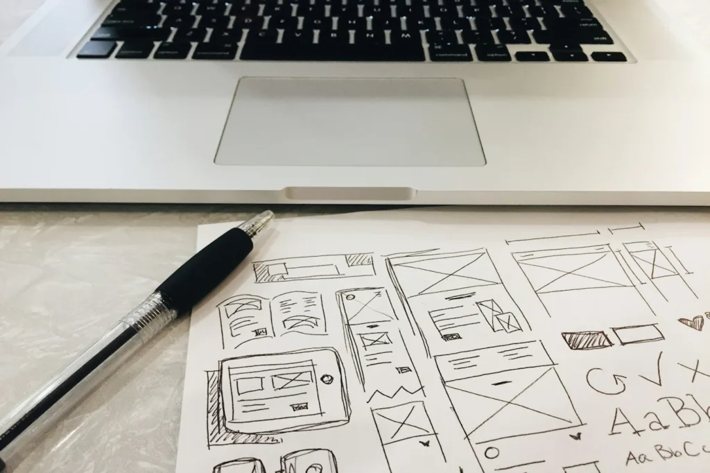 Croquis de conception d'un site WordPress