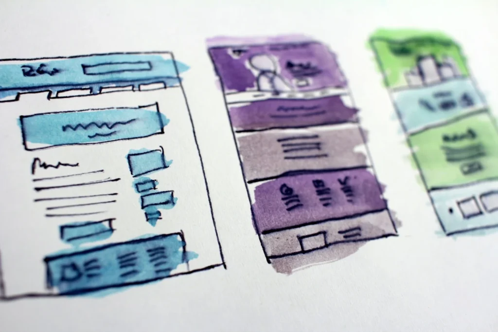 Maquettes de pages d'un site internet